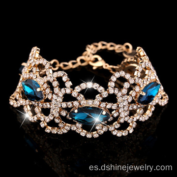 Nuevo diseño diamante de cristal pulsera brazalete de flor ajustable